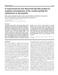 Asp Is Required for Cytokinesis 915 Through Metaphase (Fig