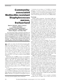 Community-Associated Methicillin-Resistant Staphylococcus Aureus, Switzerland