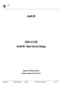 Ehealth DSI [Ehdsi V2.2.2-OR] Ehealth DSI – Master Value Set