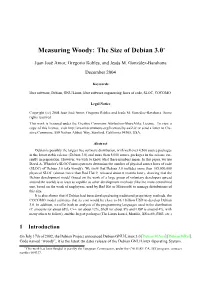 Measuring Woody: the Size of Debian 3.0∗