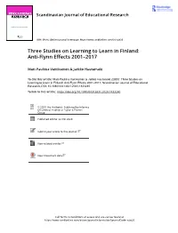 Three Studies on Learning to Learn in Finland: Anti-Flynn Effects 2001–2017
