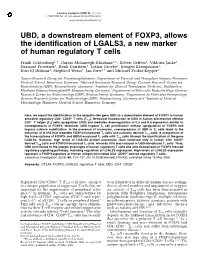 UBD, a Downstream Element of FOXP3, Allows the Identification of LGALS3, a New Marker of Human Regulatory T Cells