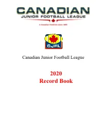 2020 Record Book TABLE of CONTENTS