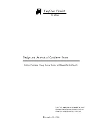 Easychair Preprint Design and Analysis of Cantilever Beam