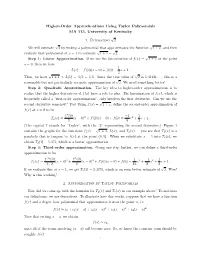 Handout on Higher-Order Approximation