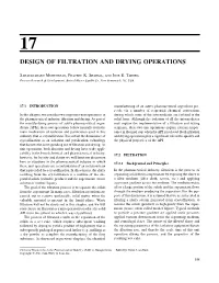 Design of Filtration and Drying Operations
