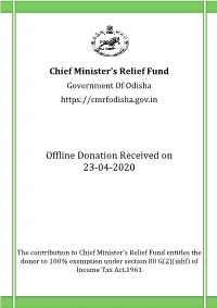 Offline Donation Re Offline Donation Received on 23-04-2020 On