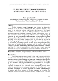 On the Reformation of Foreign Language Curricula in Albania