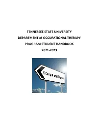 2021-2023 OT Program Student Handbook .Pdf