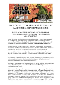 Cold Chisel to Be the First Australian Band to Headline Hanging Rock