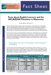 Facts About English Learners and the NCLB/ESSA Transition in Minnesota