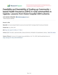 Feasibility and Desirability of Scaling up Community – Based Health Insurance (CBHI) in Rural Communities in Uganda
