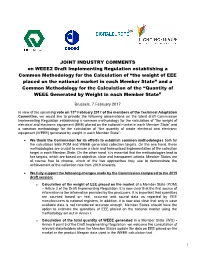 JOINT INDUSTRY COMMENTS on WEEE2 Draft Implementing Regulation Establishing a Common Methodology for the Calculation of “The