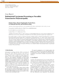 Case Report Endometrial Carcinoma Presenting As Vasculitic Sensorimotor Polyneuropathy