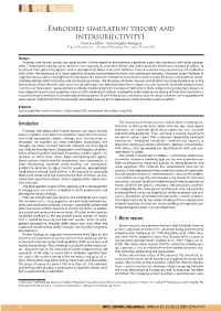 Embodied Simulation Theory and Intersubjectivity1. Vittorio Gallese - Vittorio.Gallese@Unipr.It Dept