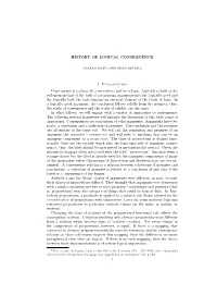 HISTORY of LOGICAL CONSEQUENCE 1. Introduction