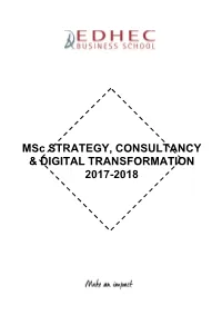 Msc STRATEGY, CONSULTANCY & DIGITAL TRANSFORMATION 2017-2018