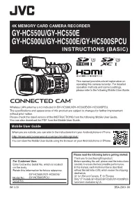 Gy-Hc550u/Gy-Hc550e Gy-Hc500u/Gy-Hc500e/Gy-Hc500spcu Instructions (Basic)