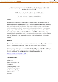 Local Economic Strategy Development Under Rdas and Leps: Applying the Lens of the Multiple Streams Framework
