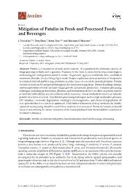 Mitigation of Patulin in Fresh and Processed Foods and Beverages
