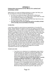 Its Review of Secondary Provision in Birkenhead and Bebington