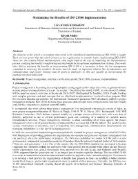 Maximizing the Benefits of ISO 21500 Implementation