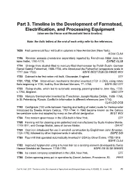 Part 3. Timeline in the Development of Farmstead, Electrification, and Processing Equipment (Also See the Home and Household Items Timeline)
