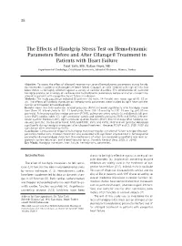The Effects of Handgrip Stress Test on Hemodynamic Parameters Before