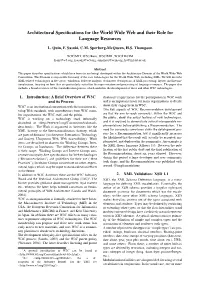 Architectural Specifications for the World Wide Web and Their Role for Language Resources
