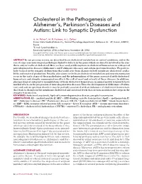 Cholesterol in the Pathogenesis of Alzheimer's