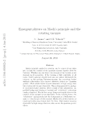 Emergent Physics on Mach's Principle and the Rotating Vacuum