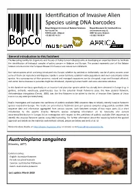 Identification of Invasive Alien Species Using DNA Barcodes