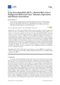 Long Noncoding RNA HCP5, a Hybrid HLA Class I Endogenous Retroviral Gene: Structure, Expression, and Disease Associations