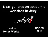 Next-Generation Academic Websites in Jekyll