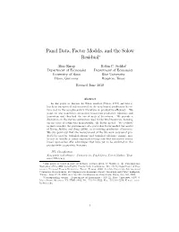 Panel Data, Factor Models, and the Solow Residual"