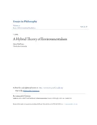 A Hybrid Theory of Environmentalism Steve Matthews Charles Sturt University