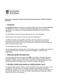 (CPD) for Solicitor Advocates 1. Introduction the [Proposed] Rights O