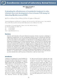 Evaluating the Effectiveness of Moxidectin Treatment in Mite- Infested Mice and Development of an In-House PCR Assay for Detecting Myobia Musculi DNA