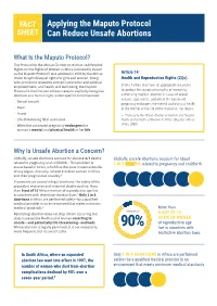 Fact Sheet. Applying the Maputo Protocol Can Reduce Unsafe
