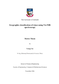 Geographic Classification of Wines Using Vis-NIR Spectroscopy