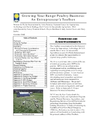 Growing Your Range Poultry Business: an Entrepreneur's Toolbox