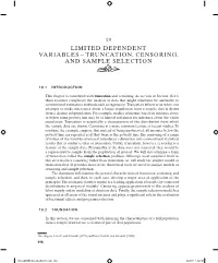 Limited Dependent Variables—Truncation, Censoring, and Sample Selection