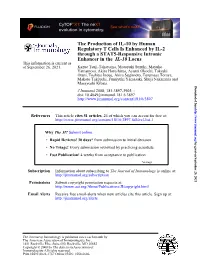 Locus IL-10 Enhancer in the Through a STAT5-Responsive Intronic Regulatory T Cells Is Enhanced by IL-2 the Production of IL-10 B