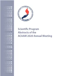 View the Scientific Program Abstracts of the ACAAM 2020 Annual Meeting