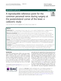 A Reproducible Reference Point for the Common Peroneal Nerve During