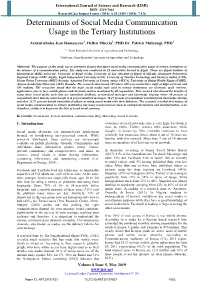 Determinants of Social Media Communication Usage in the Tertiary Institutions