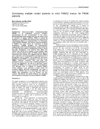 Developing Multiple Model Systems to Elicit PANK2 Rescue for PKAN Patients