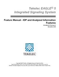 IDP and Analyzed Information Features 910-5805-001 Revision a December 2009