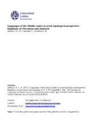 Languages of the Middle Andes in Areal-Typological Perspective: Emphasis on Quechuan and Aymaran Adelaar, W.F.H.; Campbell L., Grondona V.M