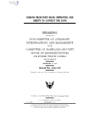 Lessons from Fort Hood: Improving Our Ability to Connect the Dots